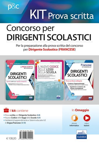 Concorso per dirigenti scolastici. Per la preparazione alla prova scritta del concorso per dirigente scolastico (francese). Kit prova scritta. Con e-book. Con espansione online - Max Bruschi,Salvatore Milazzo,Sara Mayol - copertina