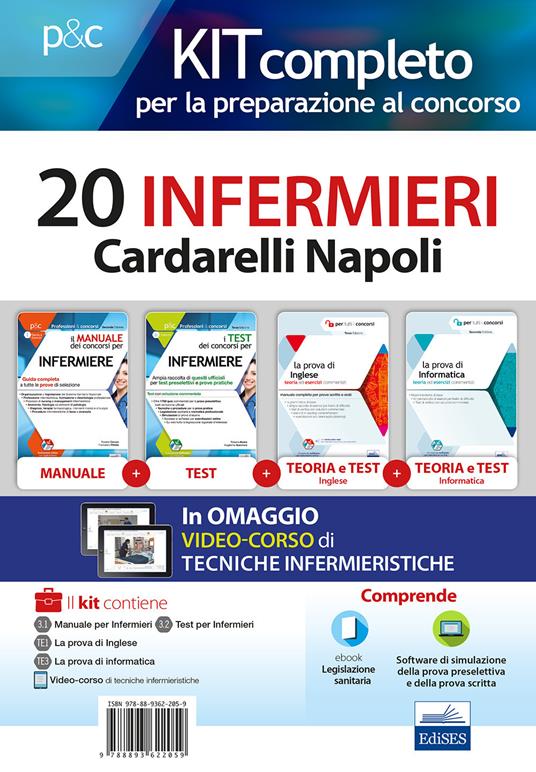 Kit concorso 20 infermieri AO Cardarelli Napoli. Volumi per la preparazione al concorso di infermiere. Con e-book. Con software di simulazione. Con DVD video - copertina