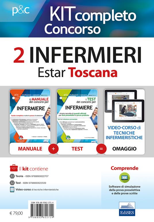 Kit completo concorso Infermieri Estar Toscana : Il manuale dei concorsi per infermiere-I test dei concorsi per infermiere. Con software di simulazione - Rosario Caruso,Guglielmo Guerriero,Francesco Pittella - copertina