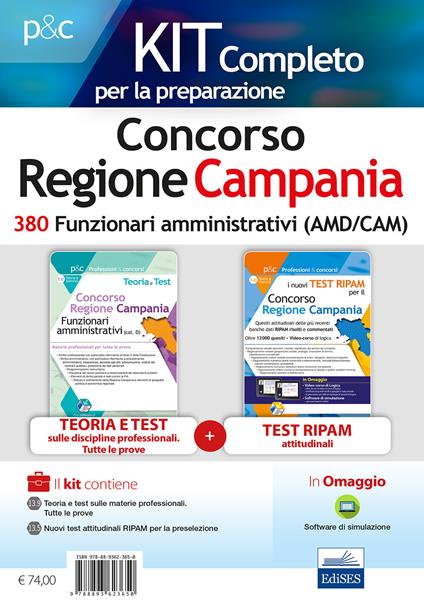 Concorso Regione Campania. Kit completo 380 funzionari amministrativi. Con software di simulazione - Carla Iodice,Gennaro Lettieri - copertina