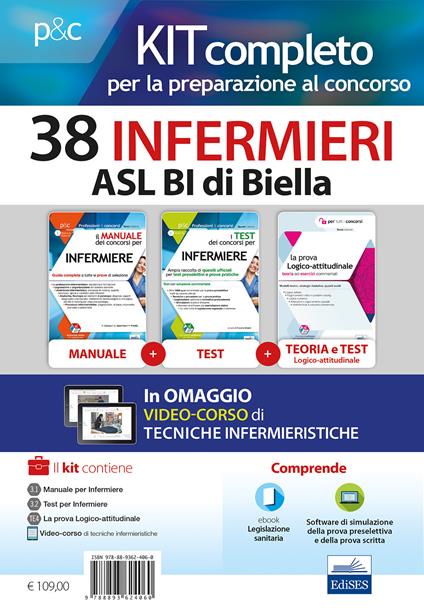 Kit concorso 38 Infermieri ASL BI di Biella. Manuali di teoria ed esercizi commentati per la preparazione completa. Con e-book. Con software di simulazione. Con DVD video - Rosario Caruso,Francesco Pittella,Guglielmo Guerriero - copertina