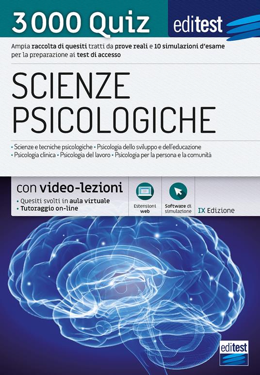 EdiTEST. Scienze psicologiche. 3000 Quiz. Ampia raccolta di quiz tratti da prove reali e 10 simulazioni per la preparazione ai test di ammissione. Con software di simulazione - copertina