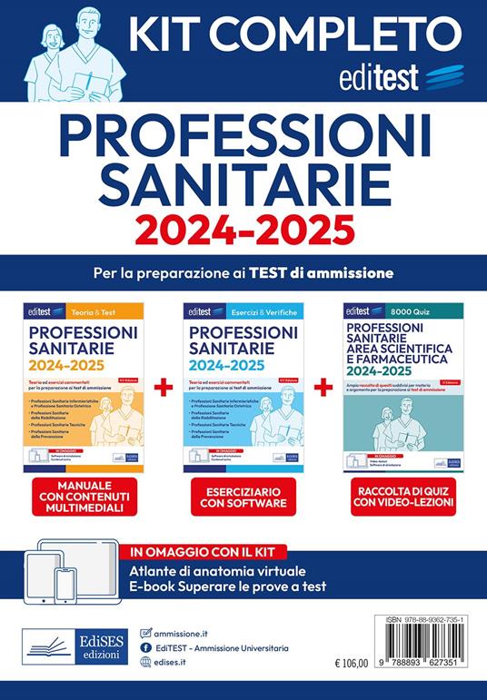 Kit completo EdiTEST Professioni sanitarie. Manuale + Esercizi commentati + Raccolta di quiz. Con software di simulazione - copertina