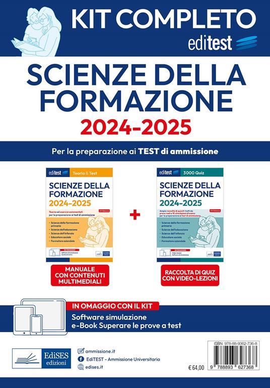 Kit completo EdiTEST Scienze della formazione. Manuale + Raccolta di quiz. Con software di simulazione - copertina