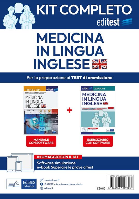Kit completo EdiTEST Medicina in lingua inglese. Con e-book: Superare la prova a test. Con software di simulazione - copertina