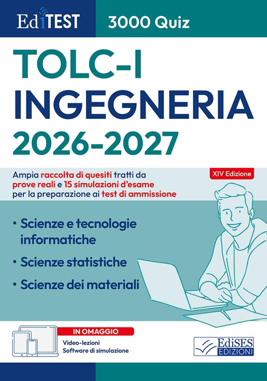 EdiTEST. Ingegneria. 3000 quiz. TOLC-I 2026-27. Con software di simulazione. Con video-lezioni - copertina