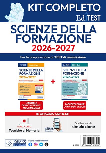 Kit completo EdiTEST Scienze della formazione. Manuale + Raccolta di quiz - copertina