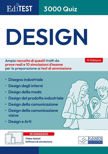 Editest 3000 quiz Design. Ampia raccolta di quesiti tratti da prove reali e 10 simulazioni d'esame per la preparazione ai test di ammissione. Con software di simulazione - copertina