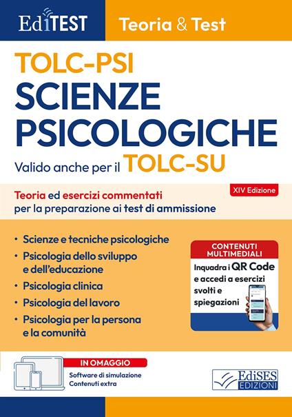 EdiTest. Scienze psicologiche TOLC-PSI. Teoria e esercizi commentati per la preparazione ai test di ammissione. Con software di simulazione - copertina