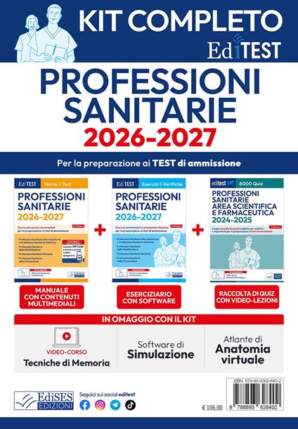 EdiTest. Kit test professioni sanitarie completo. Con software di simulazione - copertina
