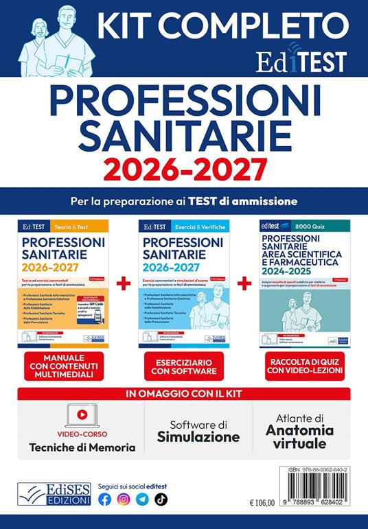 EdiTest. Kit test professioni sanitarie completo. Con software di simulazione - copertina