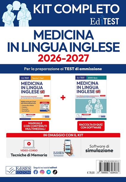Kit completo EdiTEST Medicina in lingua inglese - copertina