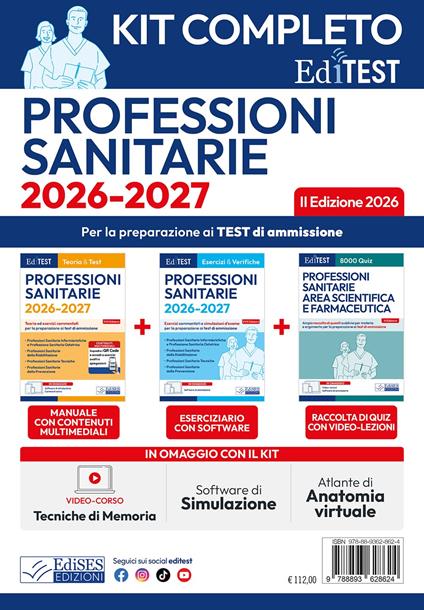 EdiTest. Kit test professioni sanitarie completo. 2ª edizione 2026. Con software di simulazione - copertina
