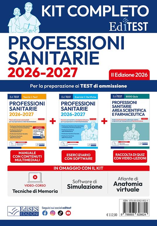 EdiTest. Kit test professioni sanitarie completo. 2ª edizione 2026. Con software di simulazione - copertina
