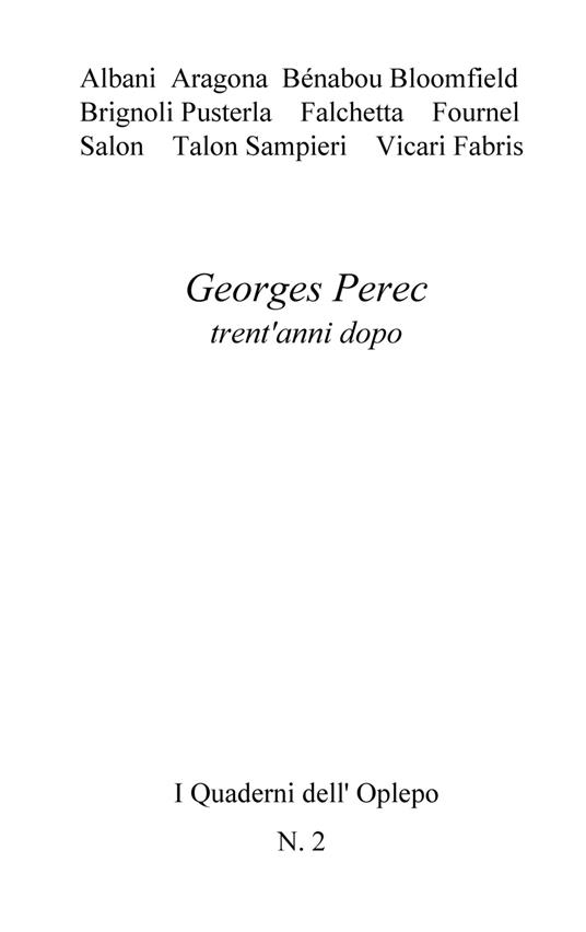 Georges Perec trent'anni dopo - copertina