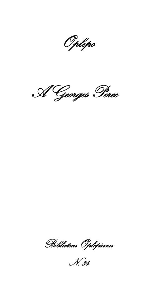 A Georges Perec - Oplepo - copertina