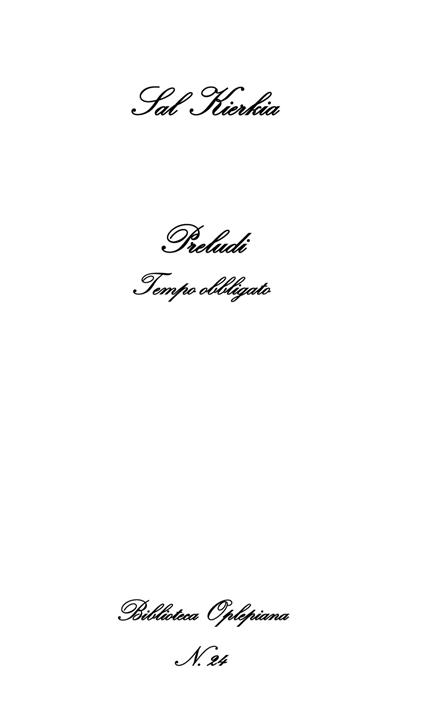Preludi. Tempo obbligato - Sal Kierkia - copertina