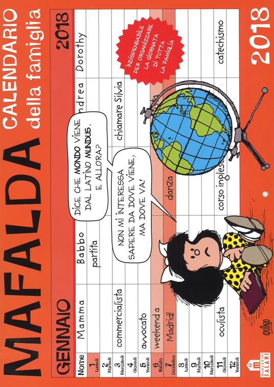 Mafalda. Calendario della famiglia 2018 - copertina