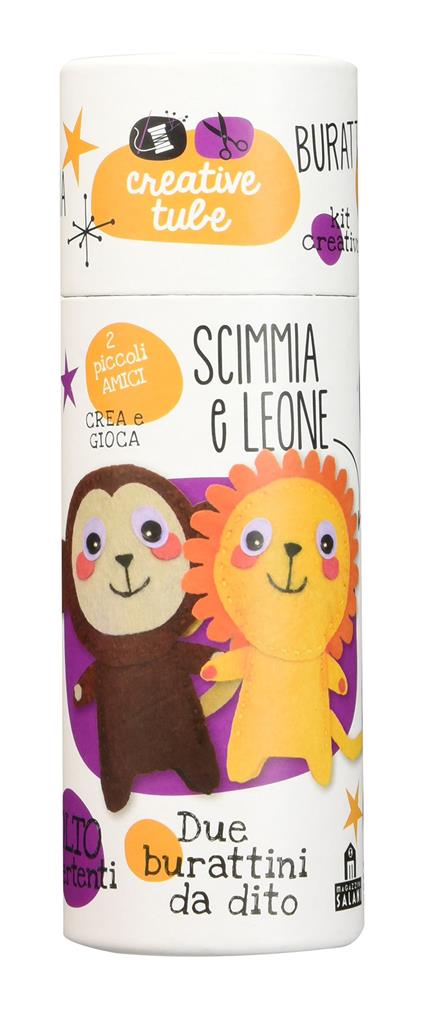 Scimmia e leone. Burattini da dito. Creative tube - copertina