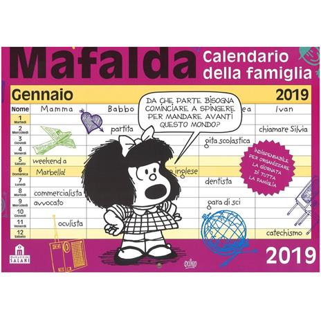 Mafalda. Calendario della famiglia 2019 - copertina