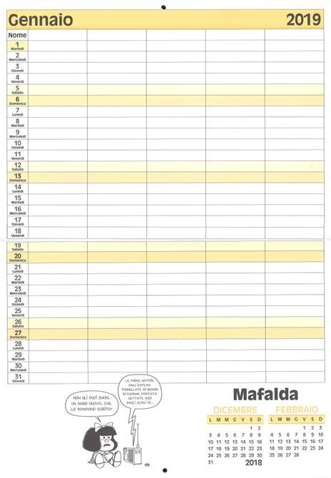 Mafalda. Calendario della famiglia 2019 - 3