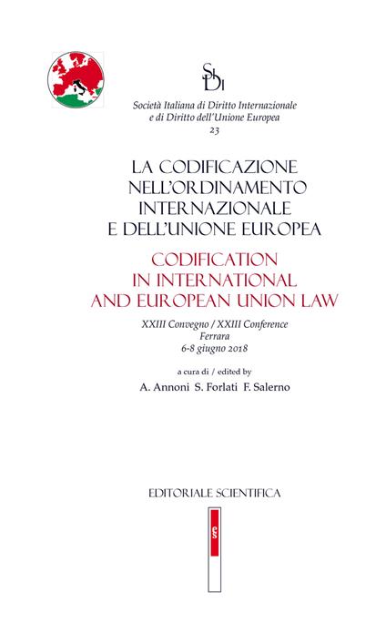 La codificazione nell'ordinamento internazionale e dell'Unione europea - copertina