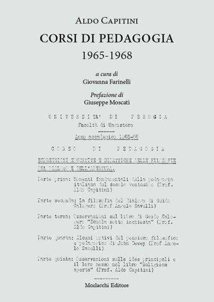 Corsi di pedagogia 1965-1968 - Aldo Capitini - copertina