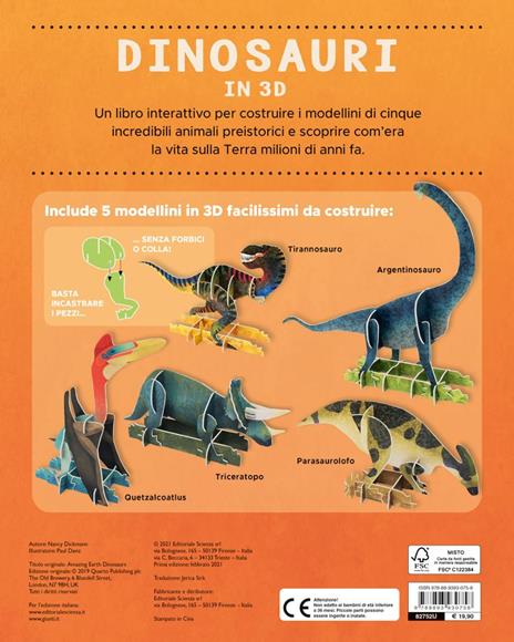 Dinosauri in 3D. Costruisci 5 animali preistorici. Con Modellini da costruire - Nancy Dickmann - 3