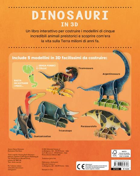 Dinosauri in 3D. Costruisci 5 animali preistorici. Con Modellini da costruire - Nancy Dickmann - 2