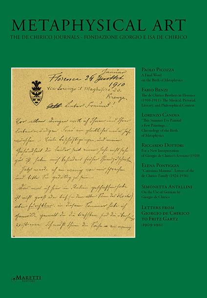 Metaphysical art. The De Chirico journals. Fondazione Giorgio e Isa De Chirico (2022). Vol. 21-22 - copertina