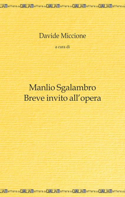 Manlio Sgalambro. Breve invito all'opera - copertina