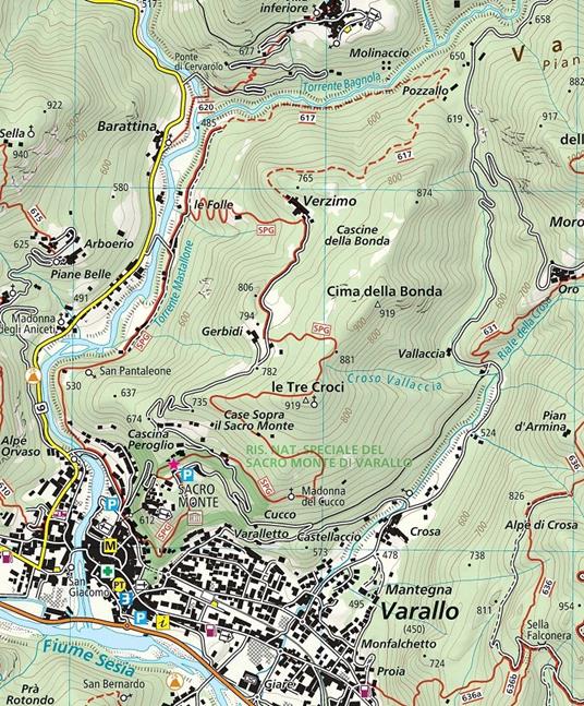 Carta escursionistica Valsesia quadrante Sud Est. Varallo, Borgosesia, Monte Fenera, Cellio, Postua. Ediz. italiana, inglese e tedesca. Vol. 2 - 6
