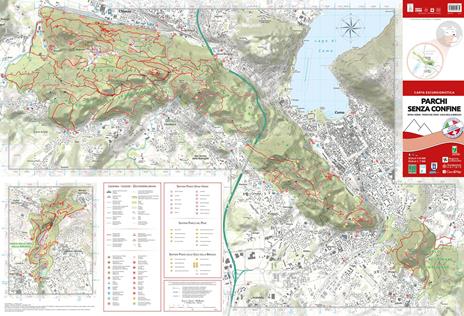 Carta escursionistica parchi senza confine. Spina Verde, parco del Penz, gole della Breggia. Scala 1:10.000. Ediz. italiana, inglese e tedesca - 2