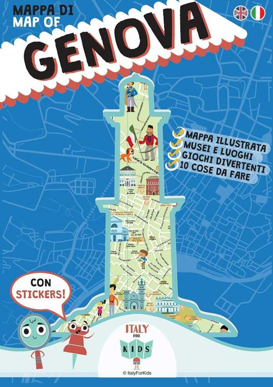 Mappa di Genova illustrata. Con adesivi. Ediz. italiana e inglese - copertina