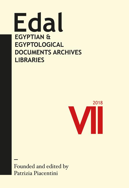 EDAL: egyptian & egyptological documents archives libraries (2018). Vol. 7 - copertina