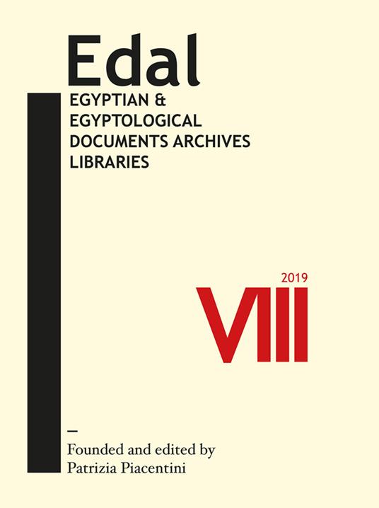 EDAL: egyptian & egyptological documents archives libraries (2019). Vol. 8 - copertina