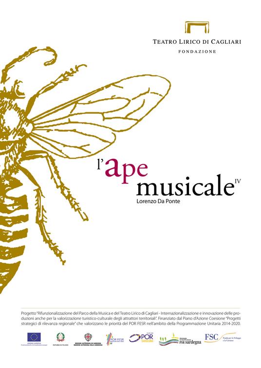 L' ape musicale di Lorenzo Da Ponte. Programma di sala, lirica e di balletto 2017. Teatro Lirico di Cagliari - copertina