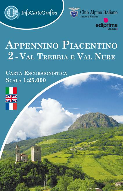 Appennino piacentino. Carta escursionistica 1:25.000. Ediz. italiana, inglese e francese. Con piccola guida. Vol. 2: Val Trebbia e Val Nure - copertina