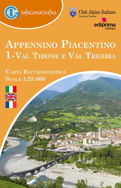 Appennino Piacentino. Carta escursionistica 1:25.000. Ediz. italiana, inglese e francese. Con Guida per l'escursionista. Vol. 1: Val Tidone e Val Trebbia - copertina