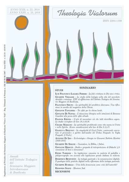 Theologia viatorum. Annali dell'istituto teologico del seminario maggiore interdiocesano di Basilicata (2018-2018). Vol. 22-23 - copertina