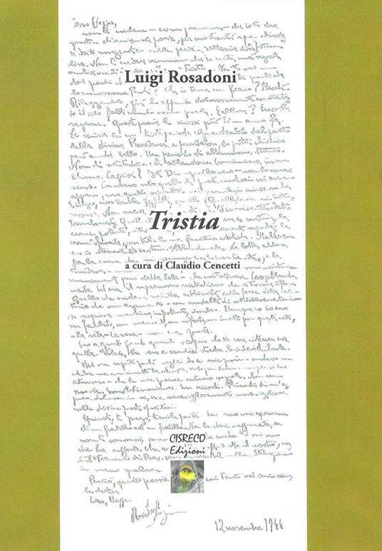 Tristia - Luigi Rosadoni - copertina