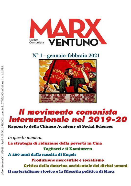 MarxVentuno. Rivista comunista (2021). Vol. 1: movimento comunista internazionale nel 2019-20. Rapporto della Chinese Academy of Social Sciences, Il. - copertina