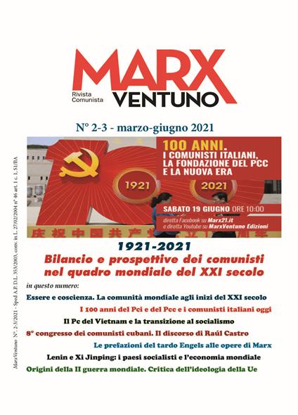 MarxVentuno. Rivista comunista (2021). Vol. 2-3: Bilancio e prospettive dei comunisti nel quadro mondiale del XXI secolo. - copertina
