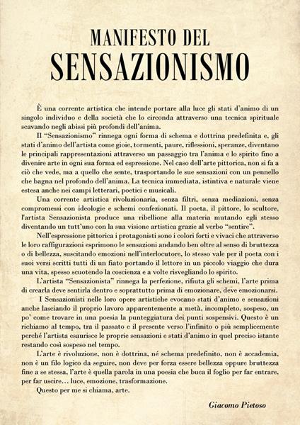 Manifesto del Sensazionismo - Giacomo Pietoso - copertina
