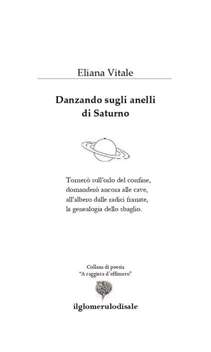 Danzando sugli anelli di Saturno - Eliana Vitale - copertina