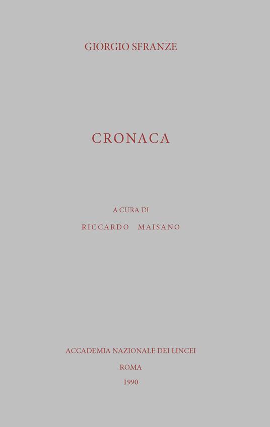 Cronaca - Giorgio Sfranze - copertina
