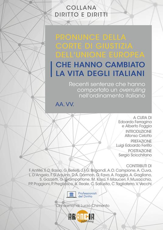 Pronunce della corte di giustizia dell'Unione Europea che hanno cambiato la vita degli italiani. Recenti sentenze che hanno comportato un overruling nell'ordinamento italiano - copertina