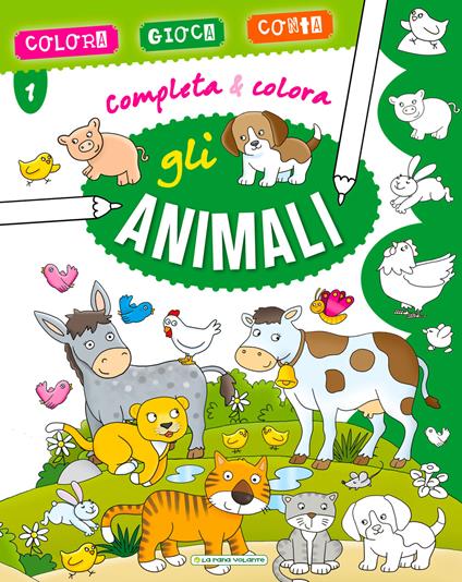 Gli animali. Completa & colora. Ediz. a colori - copertina