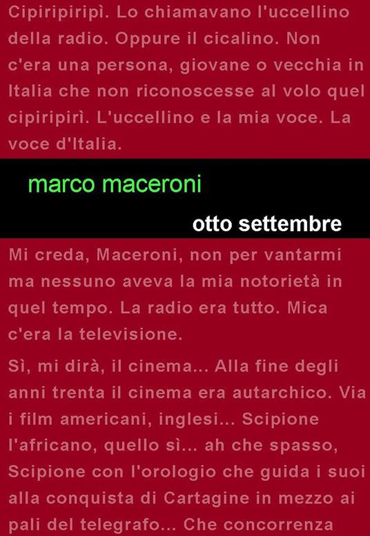 Otto settembre - Marco Maceroni - copertina