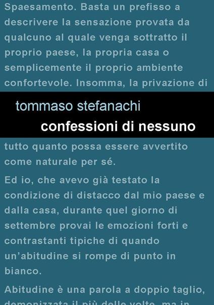 Confessioni di nessuno - Tommaso Stefanachi - copertina